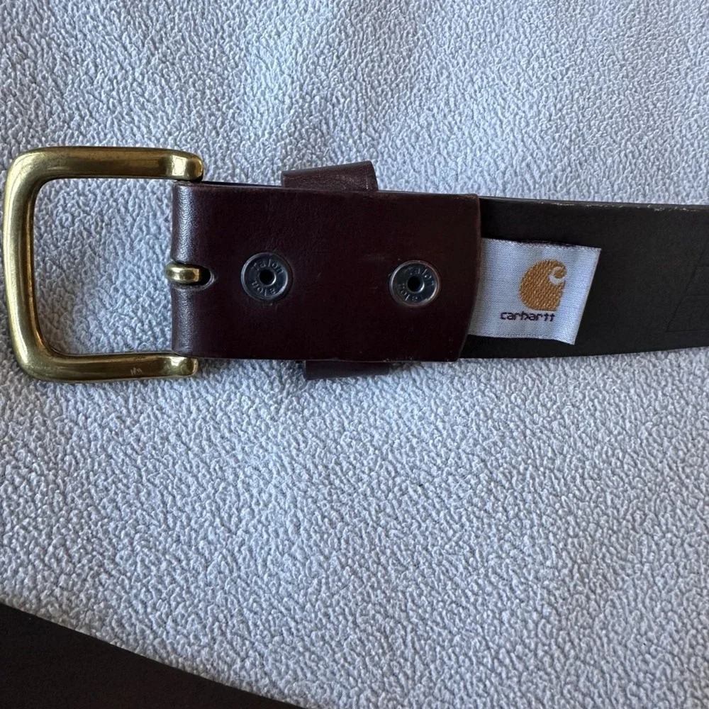 Carhartt Belt Mens 42 Leather‎ Genuine Classic Brass Buckle Brown Workwear